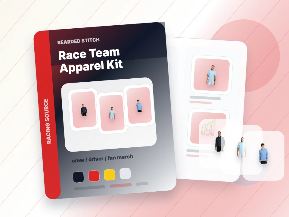 Catalog examples of team shirts, driver polos, hoodies, and outerwear