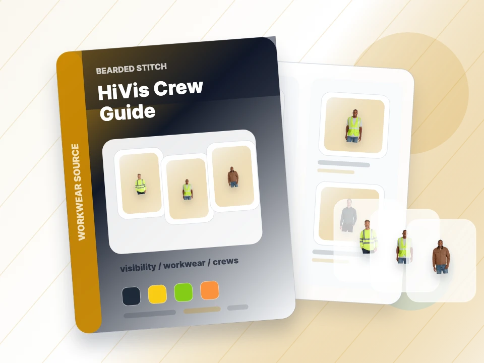 Catalog examples of high visibility shirts, safety vests, and work jackets