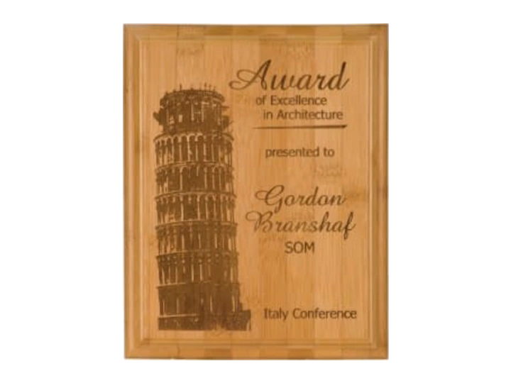 Catalog product image of an engraved bamboo award plaque