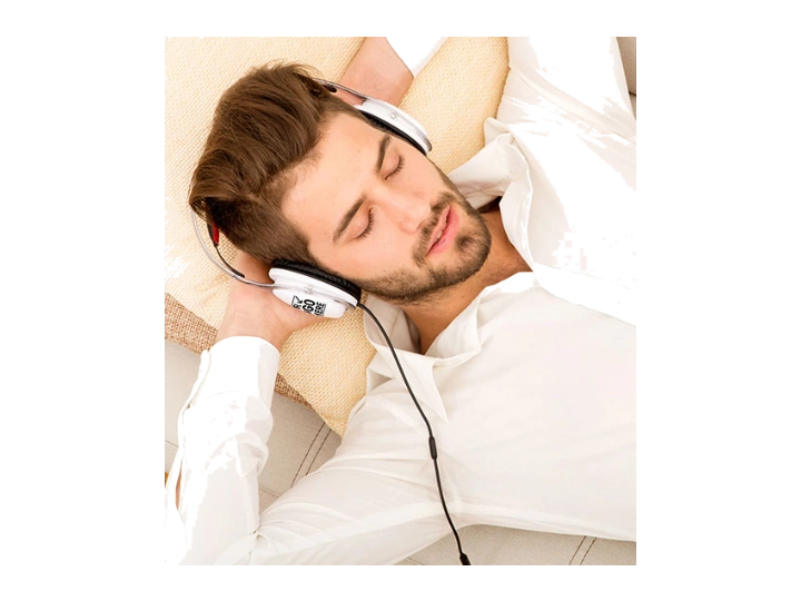 Catalog photo of branded headphones as a promotional tech gift