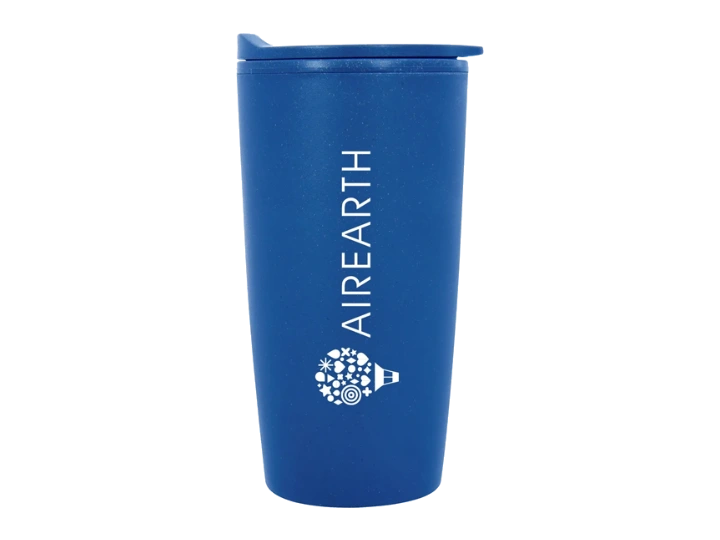 Catalog photo of a branded blue promotional tumbler